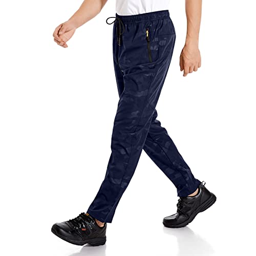 Gjdamfd Men's Outdoor Hiking Camouflage Pants Quick Dry Lightweight Wind Sun Protection Running Jogger Zipper Pockets Navy Blue Camo-Xl #TOP3
