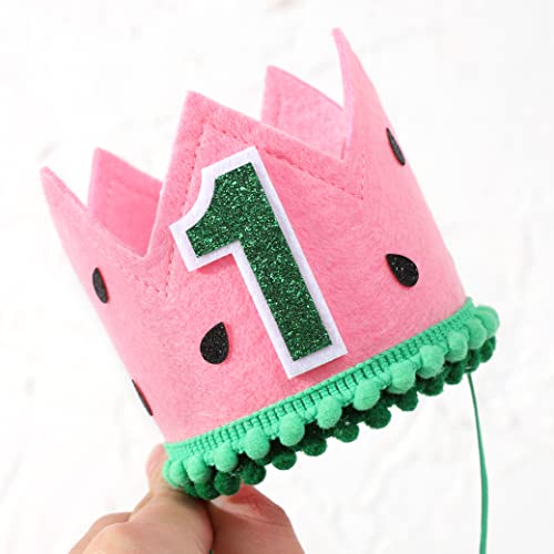 Waouh 1St Birthday Party For Watermelon Hat - First Birthday Crown Party Headband For Pink Decorations,Baby Shower Photo Props (Pink) #TOP6