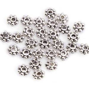 Beautiful Bead 4mm Tibetan Silver Daisy Spacer Beads for Bracelets DIY Jewelry Making (About 100pcs ) by Beautiful Bead