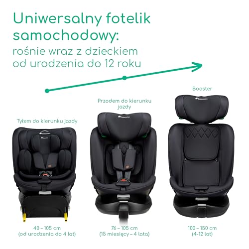 Bebeconfort RevolveFix Plus 360 i-Size, Fotelik 360, 40–150 cm, Full Black | Obrotowy Fotelik Samochodowy ISOFIX, 0–12 L