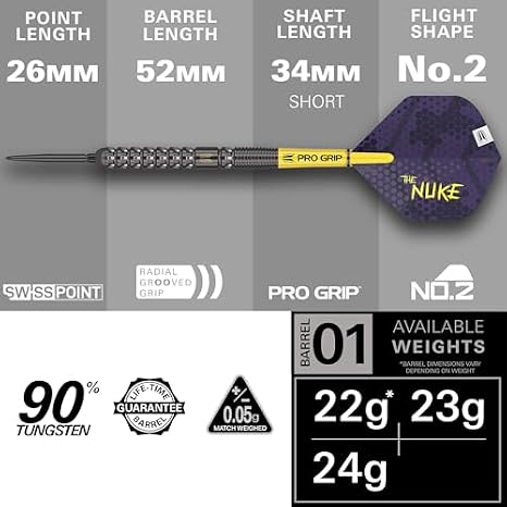 Target Darts Luke Littler 23G G1 Swiss Point Darts Set The Nuke XL Takoma Dart Case Wallet Holds 2 x Sets Darts