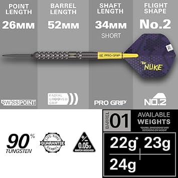 Target Darts Luke Littler 23G G1 Swiss Point Darts Set The Nuke XL Takoma Dart Case Wallet Holds 2 x Sets Darts