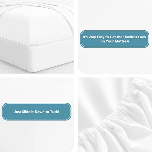 Way Fair 4 Piece Sheet Set 42" x 80" Size White Solid - 100% Egyptian Cotton, 600-Thread-Count Cooling Bed Sheets, 15 Inch Deep Pocket of Fitted Sheet, 42x80 Bunk Size Cotton Bed Sheets Set by Wayfair - Used condition - Image 6