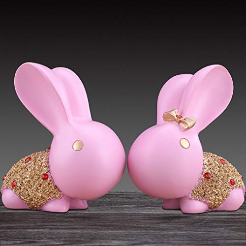 Statue de Lapin ZXQUEGF : Paire de Sculptures Animalières pour Décoration Intérieure
