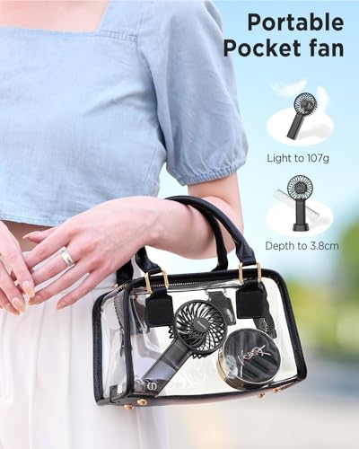 EasyAcc Mini Portable Fan Handheld Fan, 3 Speed USB C Rechargeable Battery Operated Pocket Personal with Lanyard and Base Cooling Desk for Kids Women Travel Indoor Outdoor