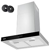 CIARRA A++ 60cm Dunstabzugshaube Touch-Bedienung 650m³/h mit CBCF003 Aktivkohlefilter 4 Stufen Boost Wandmontage Abluft Umluft Abzugshaube Wandabzugshaube Wandhaube Edelstahl Silber