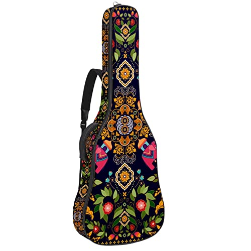 Étui guitare acoustique matelassé et imperméable avec finitions de texture florale premium