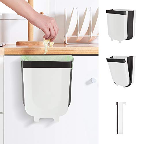 Kitchen Hanging Trash Can Yibaision Foldable Garbage Can 9 Liter / 2.3 Gallon Home & Outdoor Portable picnicTrash Bin Best for Bathroom Bedroom