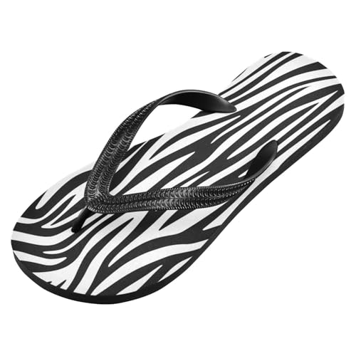 Women Beach Summer Casual Flip Flop Zebra Pattern Black and WhiteQuick Dry Sandals Slipper for Men A2301226