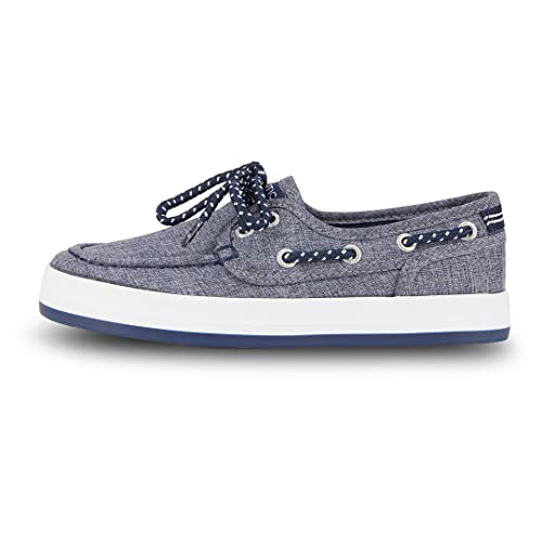 Nautica Kid's Spinnaker Boat Shoe Casual Loafer 2 Eye Lace-Navy Heather Size-2 #TOP3