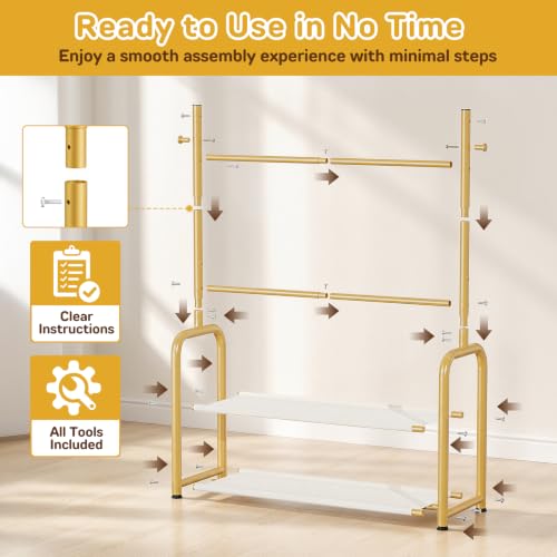 ZHKINGGS Kids Clothing Rack 2 Tier Baby Closet Gold Toddler Dress up Racks by ZHKINGGS - Used condition - Image 2