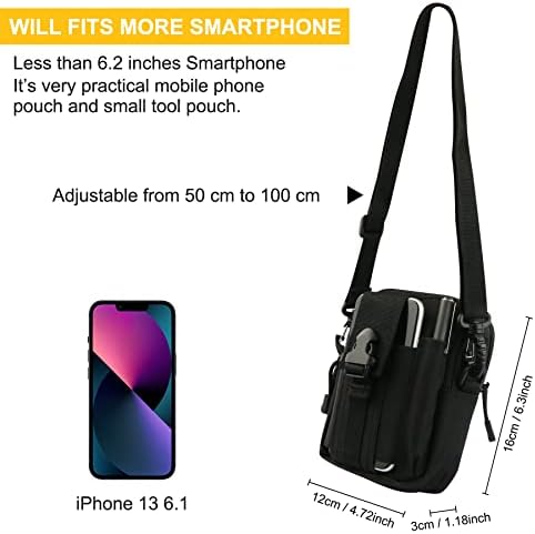 HoYiXi Multifunctional sports hang pockets bag Gadget Belt Waist Bag with Cell Phone Holster for Sports Hiking Camping Black