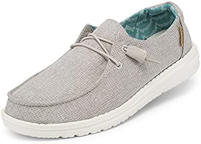 Hey Dude Women's Wendy Chambray Beige Size 8 | Women’s Shoes | Women’s Lace Up Loafers | Comfortable & Light-Weight