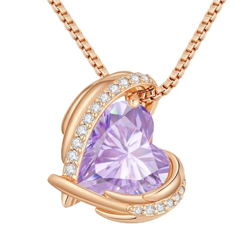 CDE Necklaces for Women Pendant Jewellery, 925 Sterling Silver Brass Plating Rose Gold Gifts for Women Her Wife Girlfriend Anniversary Birthday Mothers Day Christmas (Brass Plating Rose Gold-06-June)