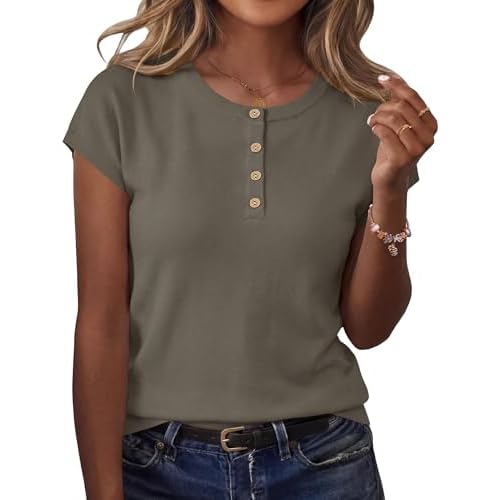 Rapbin Women Blouses Spring Tops for Women 2026 Cap Sleeve Sweater Crew Neck Summer Outfits Dressy Casual