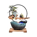 Fuente de interior Fuente de agua de la mesa ZEN - Luces LED de iluminación - Cascada de relajación interior de 16.9 pulgadas con un gran regalo para el hogar u oficina de oficinas Fuente interior