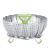 KooingTech Dampfgarer Einsatz, 13cm bis 23cm Dampfgareinsatz mit Griff, Einziehbarer Multifunktionaler Faltbarer Dampfgareinsatz für töpfe Gemüse, spülmaschinenfest