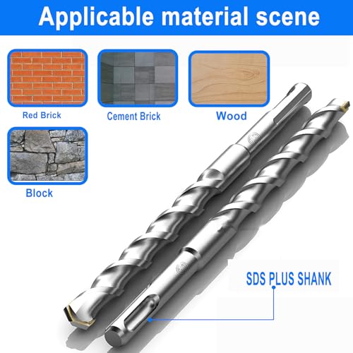 2-Pack SDS Plus Masonry Drill Bits 9/16 Inch x 12 Inch Long Rotary Hammer Drill Bits Carbide Tipped for Concrete Brick Cement Stone Block. by DKIBBITH - Image 4