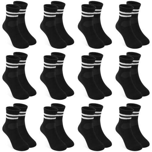 ZERULETS 12 Pairs Kids Sports School Socks, Ages 9-12
