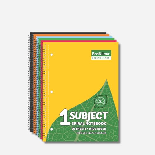 ECONAMA Subject Book Spiral Notebook Pack of 6 Wide Ruled