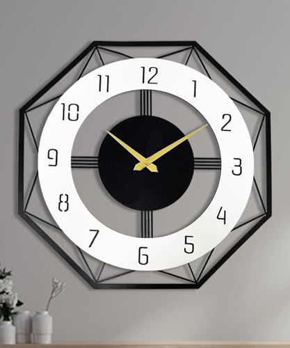 Image of Auromin Premium Metal Wall Clock for Living Room Stylish | Big Size Modern Decorative Wall Watch for Home, Hall, Bedroom & Office, Luxury Premium Wall Clock for Interior Decor