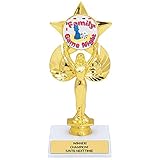 Family Game Night Trophy, Game Night Award, 1st Place, Customize with Free Engraving, 8.25 Inch Tall