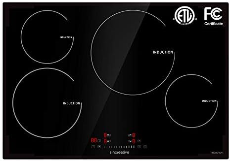30 Inch Induction Cooktop, Electric Cooktop with 4 Burners Drop-in Electric Stove Top 240V Smoothtop Ceramic Glass Induction Burner with Timer, Kid Safety Lock, 9 Heating Level, ETL & FCC Certificated