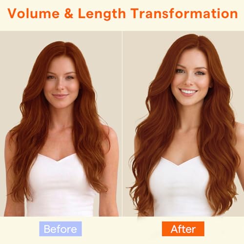 Image of Full Shine Butterfly Weft Hair Extensions Human Hair 16 Inch Copper 90g | 5Pcs Double Layer Weft, Invisible PU Holes, Full Head Volume Boost, Daily Natural Look, Easy Wear & Remove