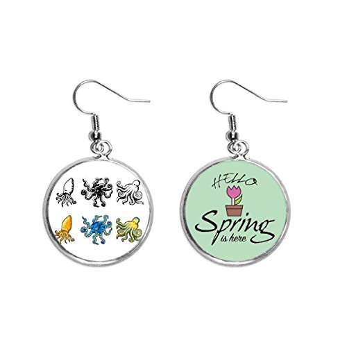Pendientes de pulpo con diseño de vida marina para primavera