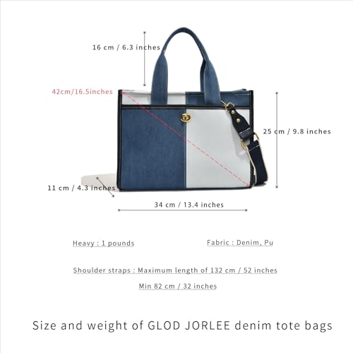 Image of GLOD JORLEE Tote Bags for Women,Top-handle bags,Jeans Purses,Denim Hobo Shoulder Handbag for Travel,Shopping,Work