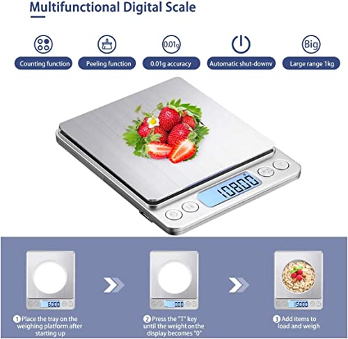 Upgraded Large Range Small Kitchen Scale 1Kg/0.01G, Usb Charging Mini Food Electronic Scale, High Accuracy Cooking Scale, Pocket Scale With Lcd Display #TOP2