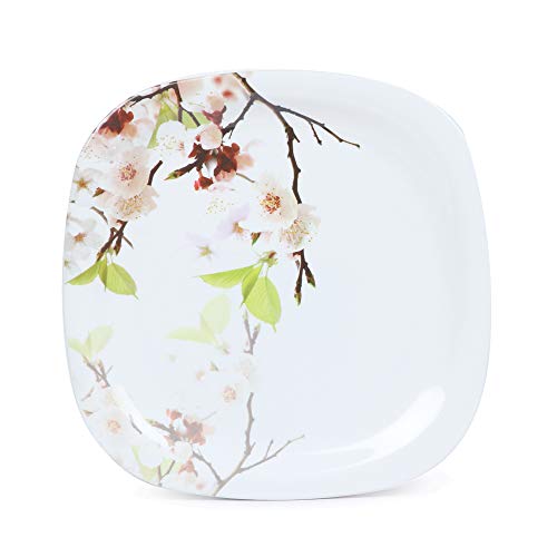 Image of Golden Fish Unbreakable Square Full Dinner Plates & Soup Bowl with Spoon(Set of 6 Each) (Pack of 6 Plate, Soup Bowl, Spoon)