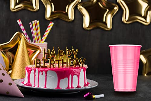 Decorrack 80 Party Cups, 16 Oz -Bpa Free- Plastic Soda Cups, Perfect For Birthday, Picnic, Indoor And Outdoor Event, Stackable, Reusable, Disposable Round Beverage Drinking Cup, Pink (Pack Of 80) #TOP2