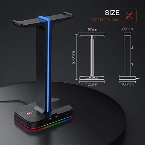 havit Kulaklık Standı RGB Dual Balance 2 USB Bağlantısı, Masaüstü Kulaklık Standı, Dayanıklı Oyun Kulaklığı Tutucu, PC Oyuncu Kulaklık Aksesuarı için, Siyah (TH650) - Görsel 7