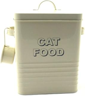 Vintage Retro Style Matt Enamel CAT FOOD Tin ~ Cream