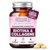 Biotina Capelli con Collagene e Acido Ialuronico, 180 Compresse, Integratore Capelli Unghie e Pelle con Zinco, Selenio e Vitamine, 6 Mesi di Fornitura, Integratori per Capelli Made in Italy