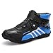 AIBAB Chaussures d'équitation de Moto pour Hommes Chaussures de Course Hors Route de Motocross de Route à l'extérieur Cadeaux de Botte de Sport,Blue-47