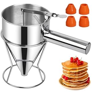 Sopito, Dispenser per Pasta in Acciaio Inox, Imbuto da Cucina, Multi-Calibro, in Acciaio Inox, con Supporto, Ideale per frittelle e Dessert, TEIGSPENDER 1.2L