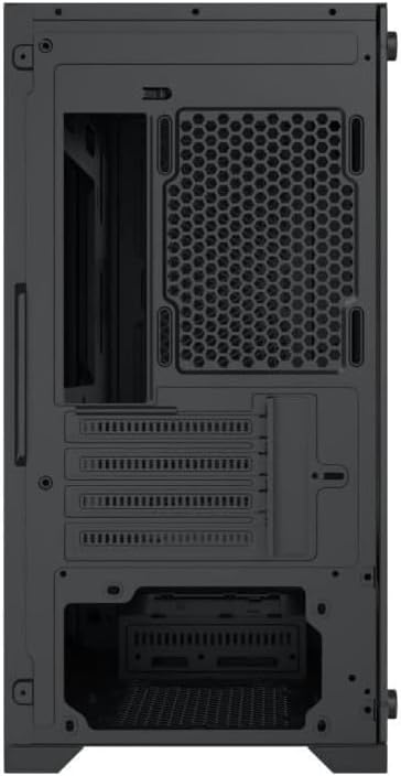 Arka view of the Xigmatek Lux M PC case, showing expansion slots, rear fan mount, and power supply cutout.