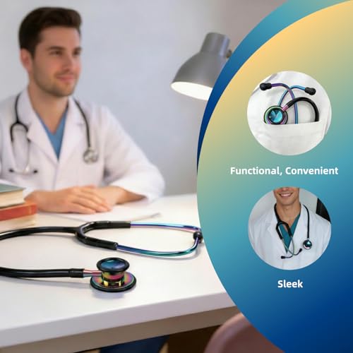 MaiWieel Lightweight Stethoscope Dual Head Stethoscope for Nurses,Doctors Students, Home Health Use (Rainbow Black) - Thumbnail 5