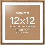 Homeforia Heritage Joinery - Marco de fotos de roble de 12 x 12 pulgadas, vidrio templado