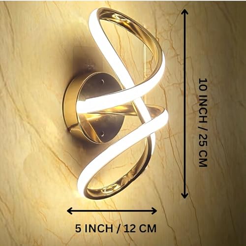 Image of Infinity Golden Modern Wall Light for Home, LED Wall Lamp with 3 Color Lighting (Cool /Warm /Natural White), Perfect for Bedroom, Hall, Pack of 1