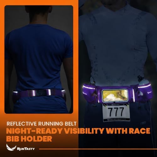 No.1 Hydration Belt by Runtasty - Premium Running Fuel Belt w/2 BPA-Free 10 oz Water Bottles, Tilt-Up Pocket w/Touchscreen-Ready Cover - Fits All iPhones, Runners Ebook & No-Bounce Design