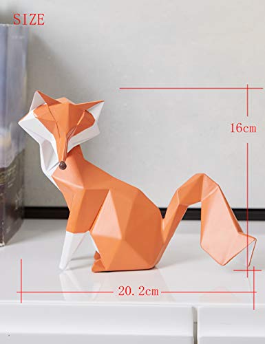 Haucoze Fox Figurine Statue Gifts Geometric Sculpture Decor Polyresin Animal Arts 8.0 Inch #TOP3