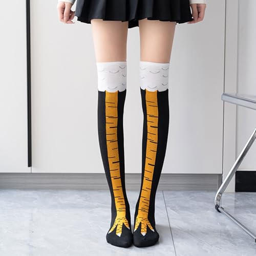 Idota Chicken Leg Socks 5 Paares, Funny Socks Witzige Socken Hühner Socken Kostüm Damen Hühnersocken Geschenke Hühnerbein Overknee Stocking Personalisierte Wärmer Strümpfe Komische Stockings