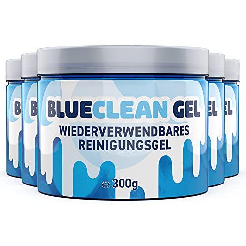 BlueClean Gel wiederverwendbare Reinigungsknete für zu Hause, Auto und Büro (5 Dosen je 300g) - Reinigungsgel entfernt mühelos Staub, Haar, Krümel, uvm Cover