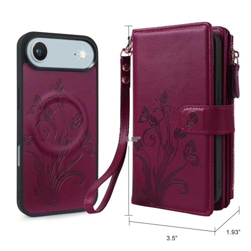 Lacass for iPhone Air Case Wallet, Floral Wine Red by Lacass - Used condition - Image 7