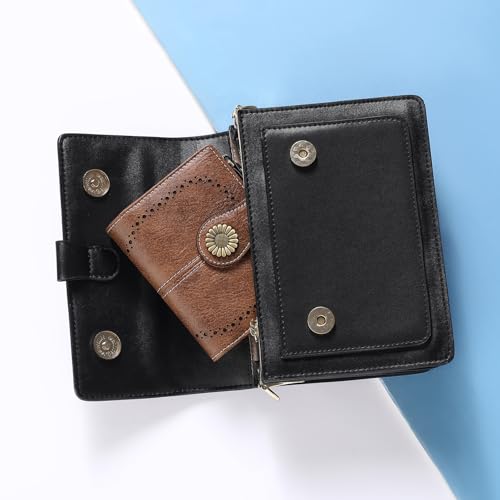 Image of SENDEFN Small Womens Wallet Leather Bifold Card Holder RFID Blocking with Zipper Coin Pocket