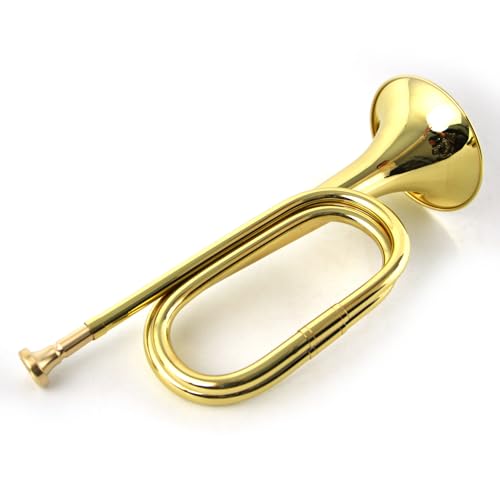 Military Emergency Bugle Cavalry Trumpet Brass Blowing Old Style Copper - Thumbnail 5