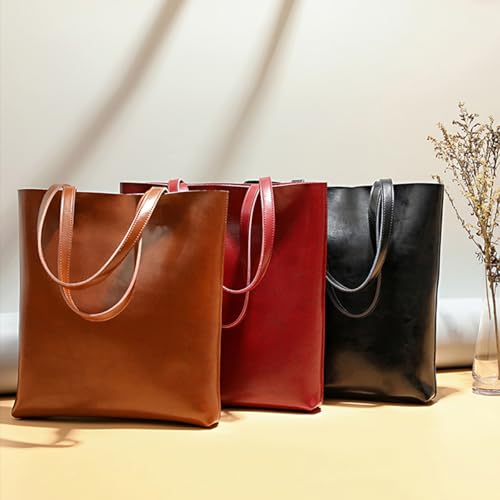 Large Capacity Oil-Waxed Cowhide Tote Bag